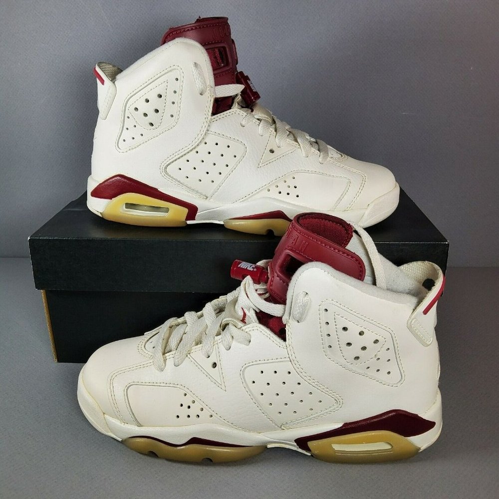 Nike Air Jordan 6 Retro OG GS Off-White Maroon Size 4Y 836342-115 Cream 2015